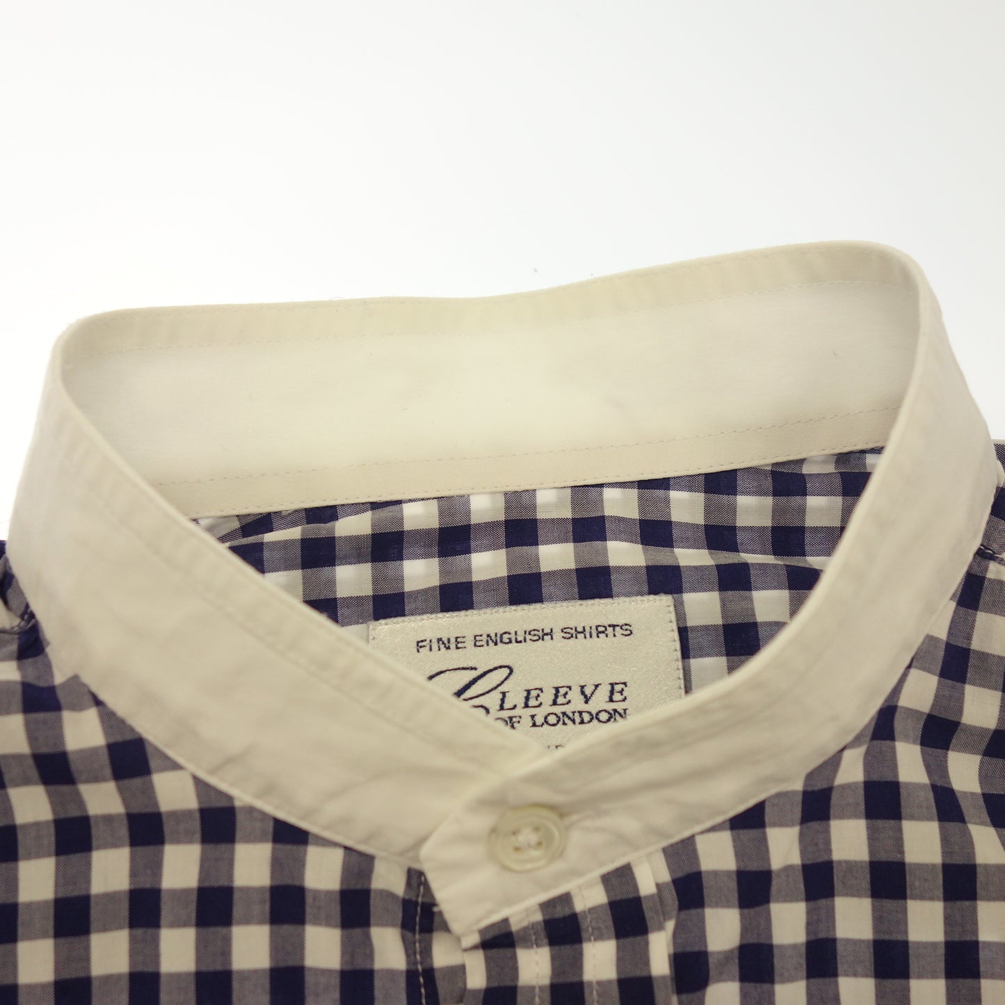 【CLEEVE of LONDON×Vermeerist BEAMS】クリーブオブロンドン バンドカラーシャツ クレリック ギンガムチェック メンズ サイズ39