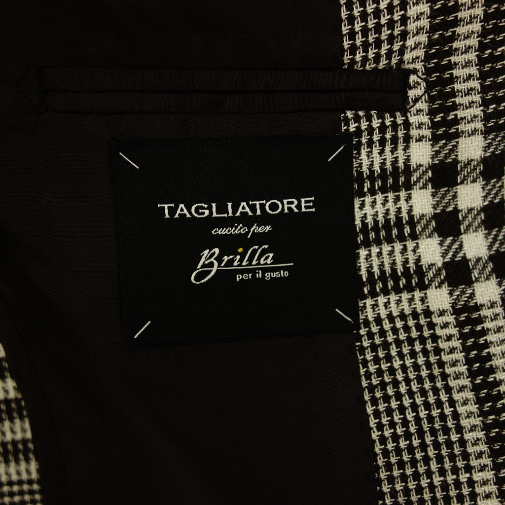 【TAGLIATORE×Brilla per il gusto】タリアトーレ ブリッラペルイルグスト別注 グレンチェック2Bジャケット ブラウン×エクリュ サイズ42