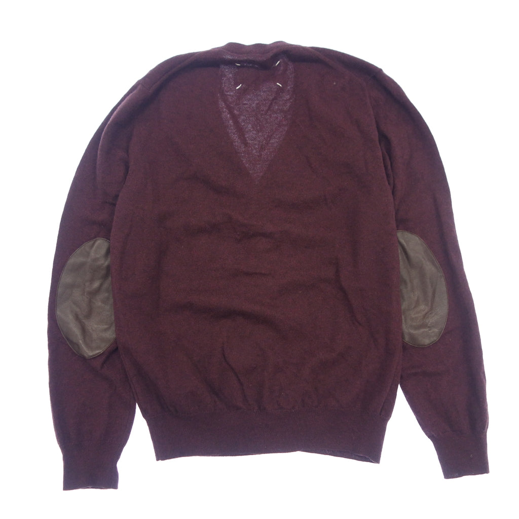 【MAISON MARGIELA】メゾン マルジェラ 14 エルボーパッチウールカーディガン ボルドー サイズ M