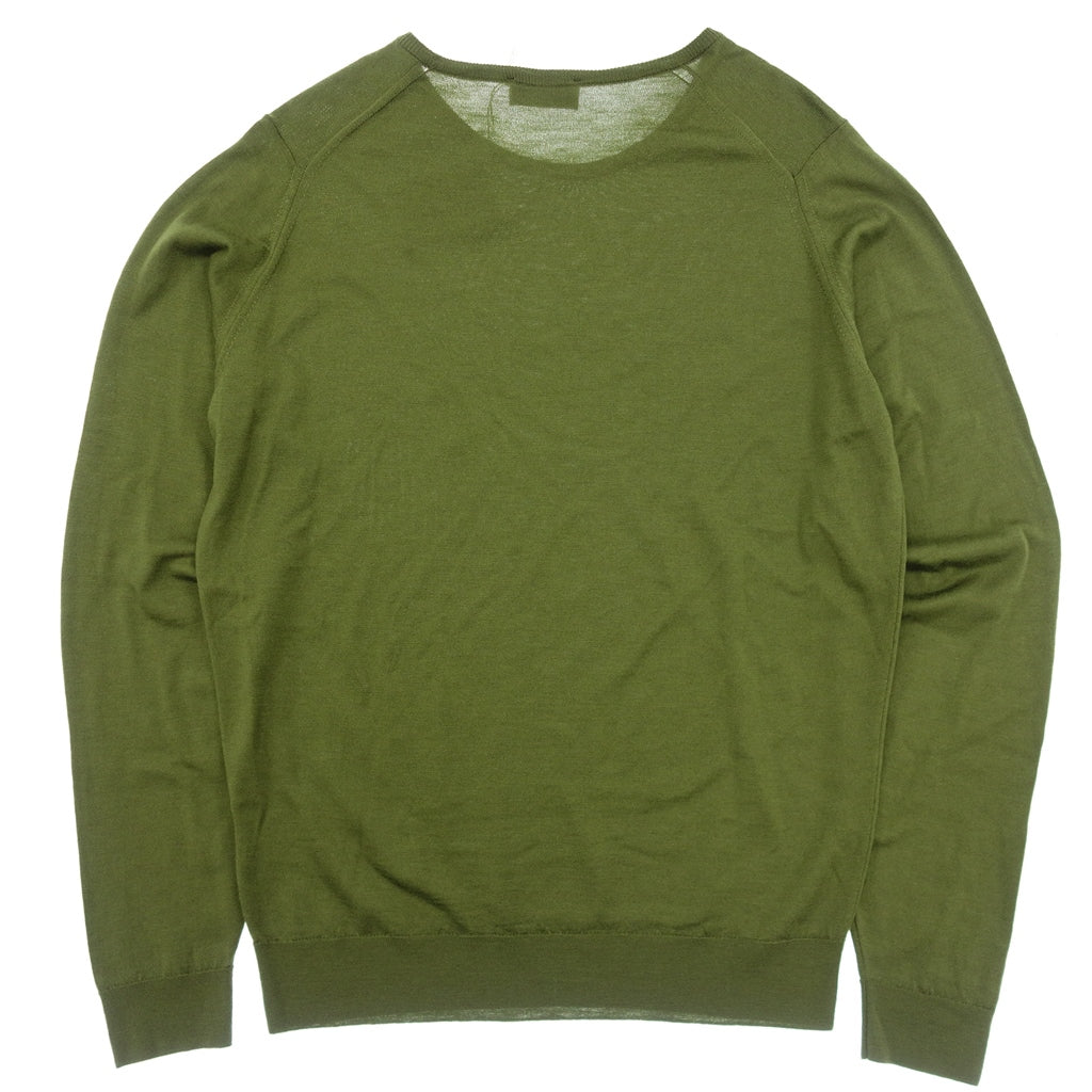 【JOHN SMEDLEY】ジョンスメドレー クルーネック ニット ウール 30G オリーブ サイズ L