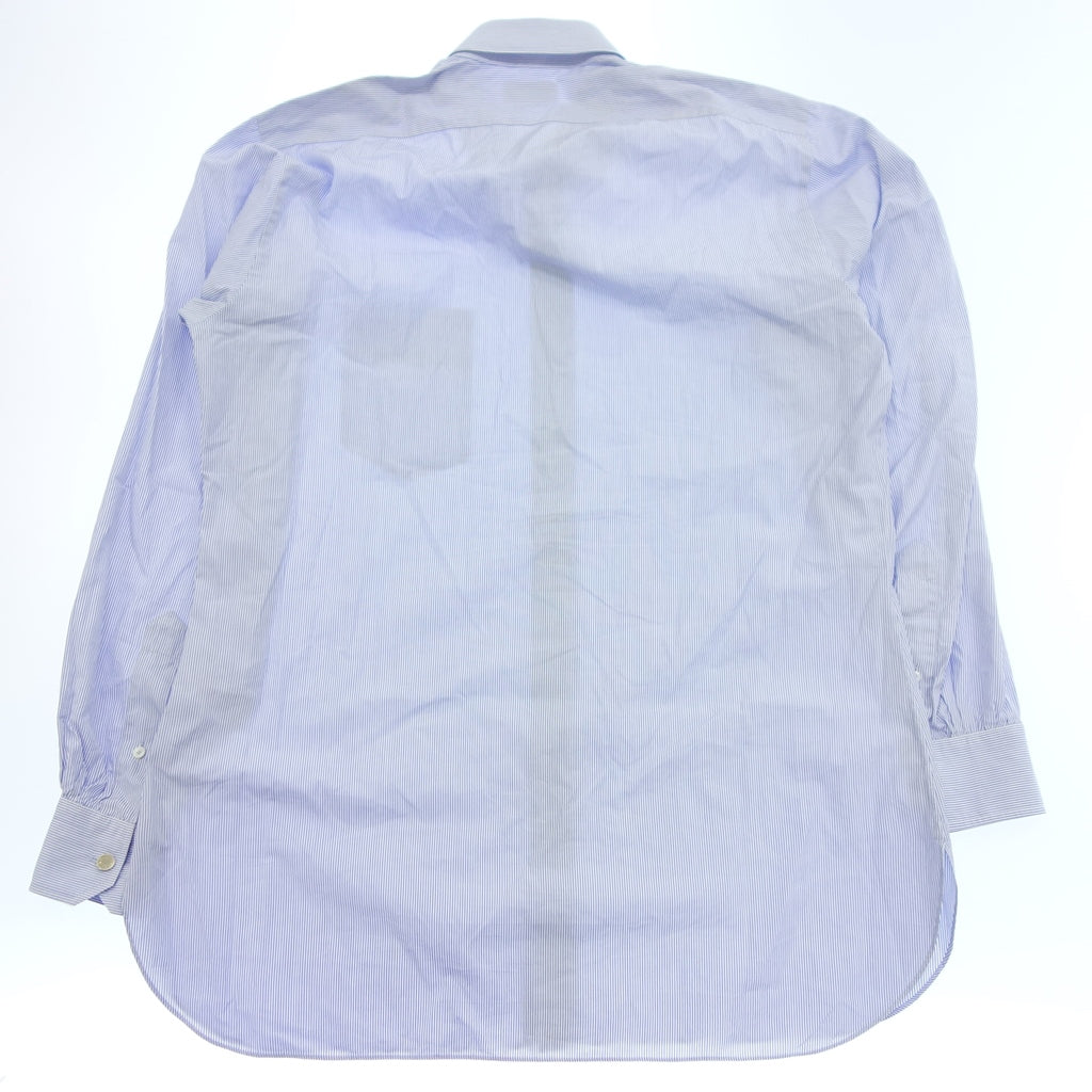 【HERMES】エルメス ストライプボタンダウンシャツ フランス製 セリエボタン サックスブルー サイズ L程度