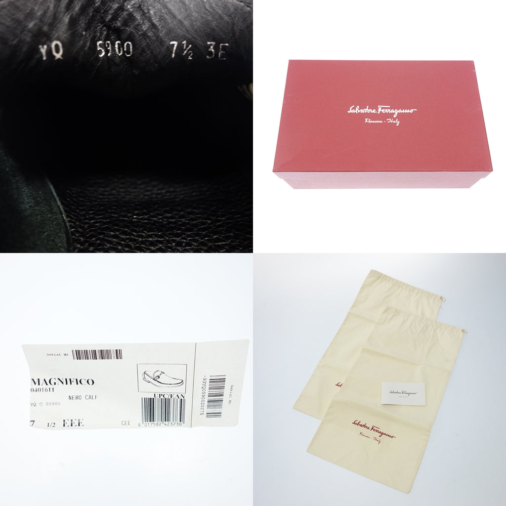 【SALVATORE FERRAGAMO】サルヴァトーレフェラガモ YQ5900 ガンチーニ ローファー シボレザー ブラック サイズ 7.5