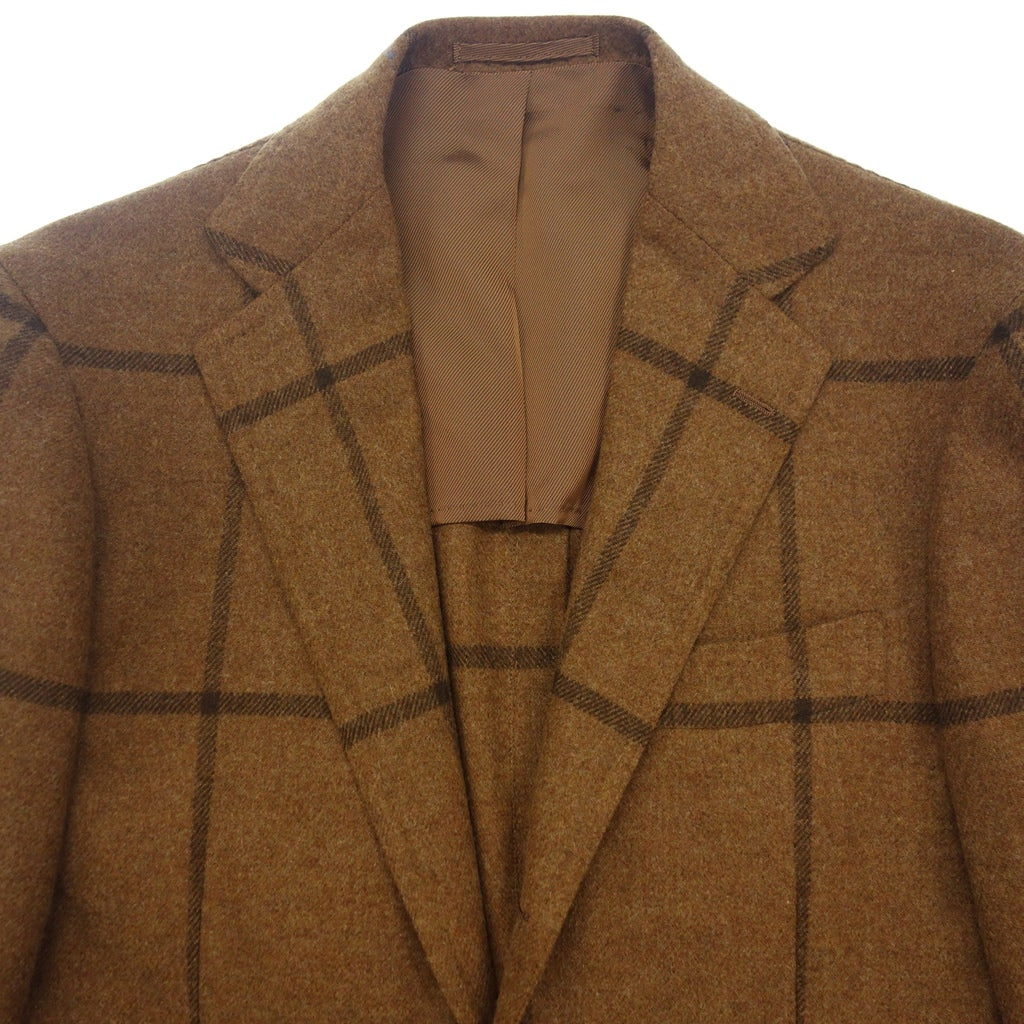 【RING JACKET】リングヂャケット ウィンドウペーンチェック 2Bジャケット ブラウン サイズ 48