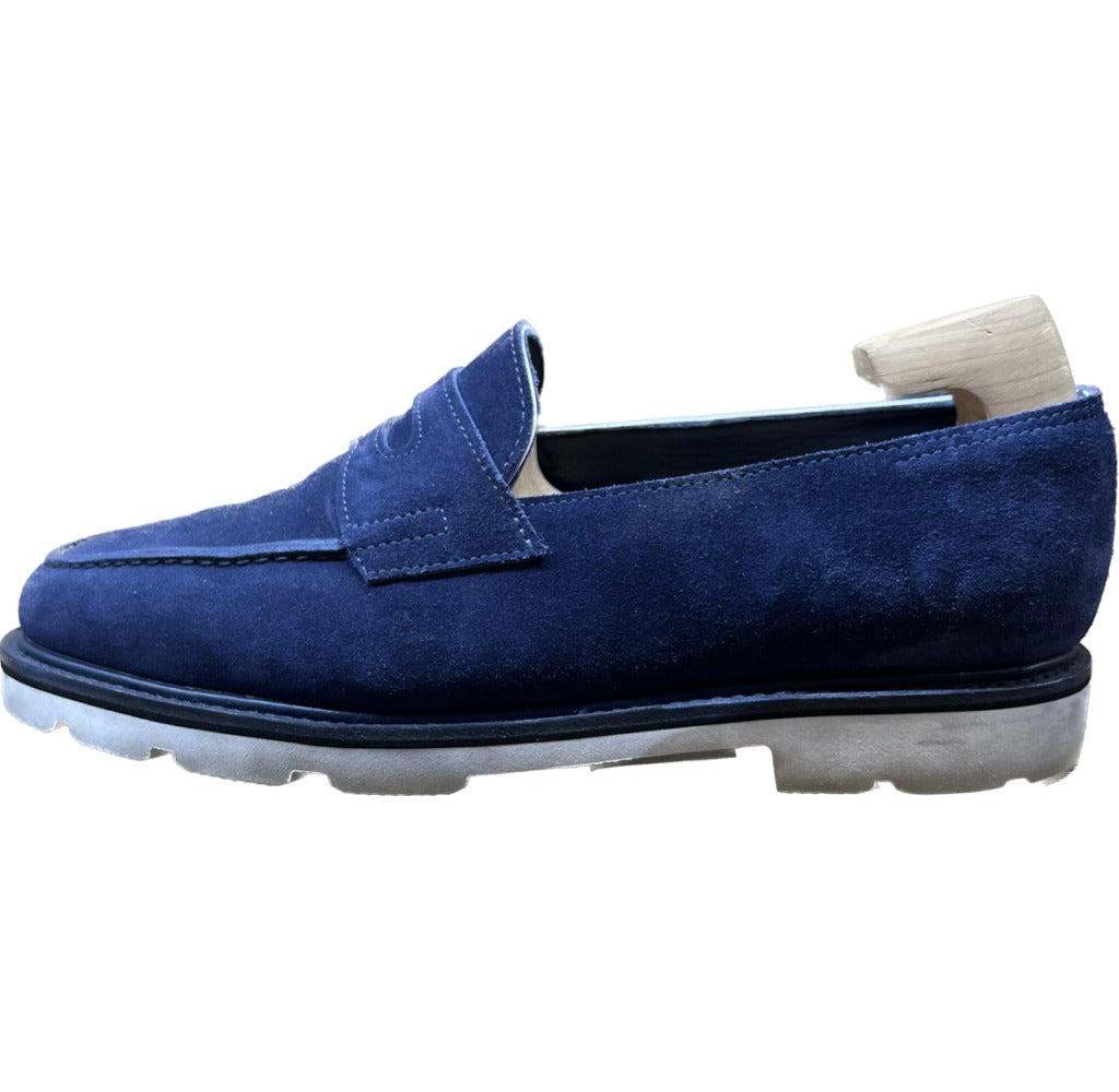 【JOHN LOBB】ジョンロブ ロペス コインローファー スエード ネイビー サイズ UK7.5E ラスト