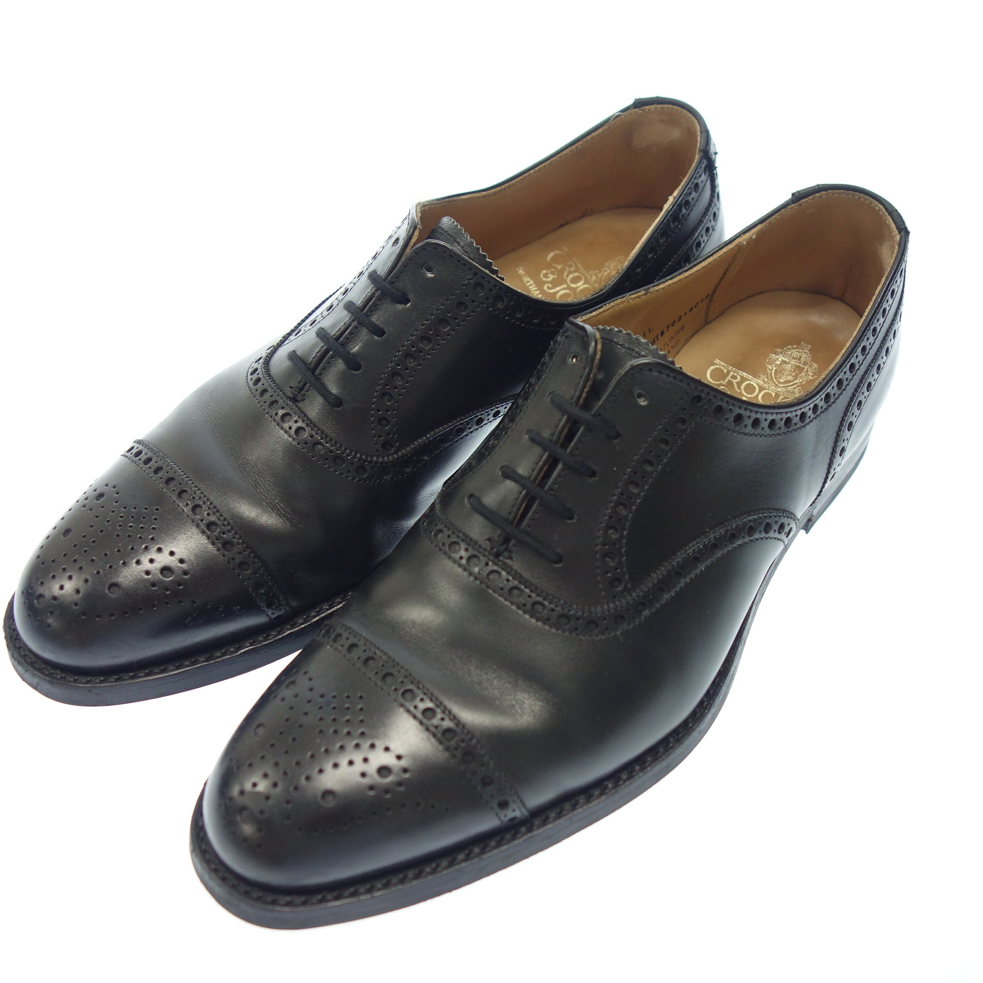 【Crockett＆Jones】クロケット＆ジョーンズ YEOVIL セミブローグ カーフ ブラック サイズ UK5.5E