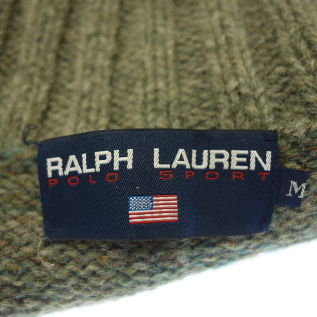 【POLO SPORT RALPH LAUREN】ポロスポーツ ラルフローレン 1990年代 アルパカ混ノルディックセーター フルジップ カーキ×ブラウン×ベージュ サイズ M