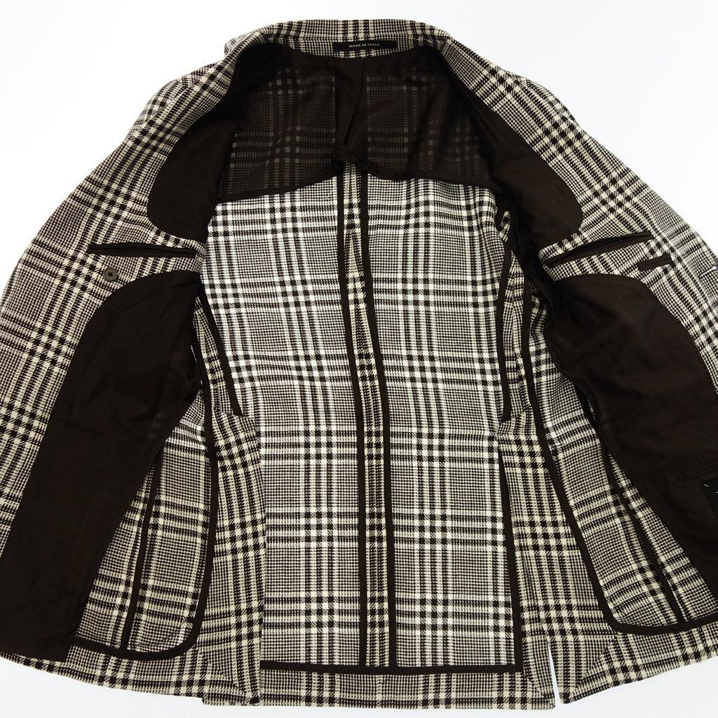 【TAGLIATORE×Brilla per il gusto】タリアトーレ ブリッラペルイルグスト別注 グレンチェック2Bジャケット ブラウン×エクリュ サイズ42