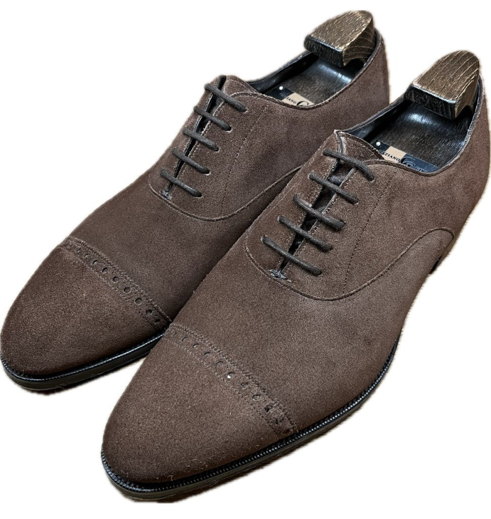 【GAZIANO&GIRLING】ガジアーノガーリング CAMBRIDGE パンチドキャップトゥ スエード ブラウン UK6.5E