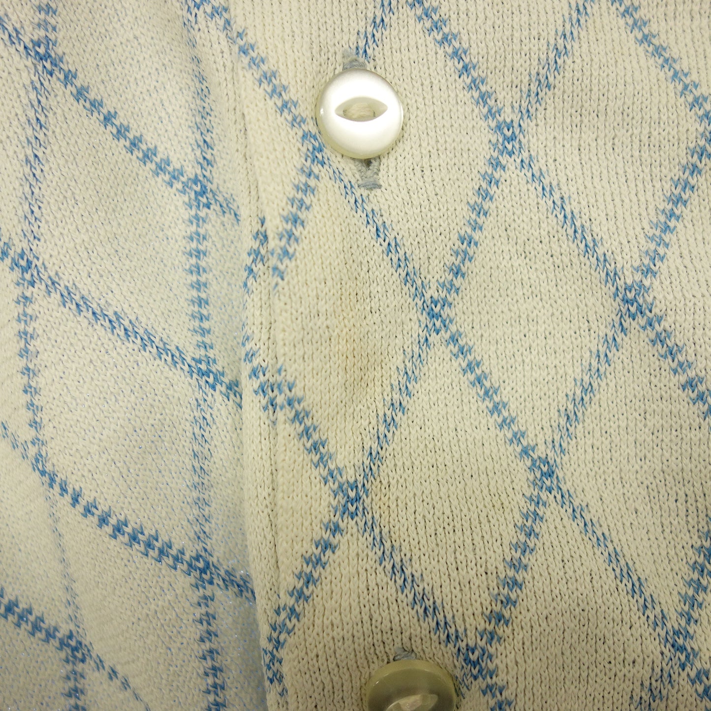 【Vintage】ヴィンテージ 半袖シャツ ニット×コットン スペシャル メンズ ブルーホワイト M