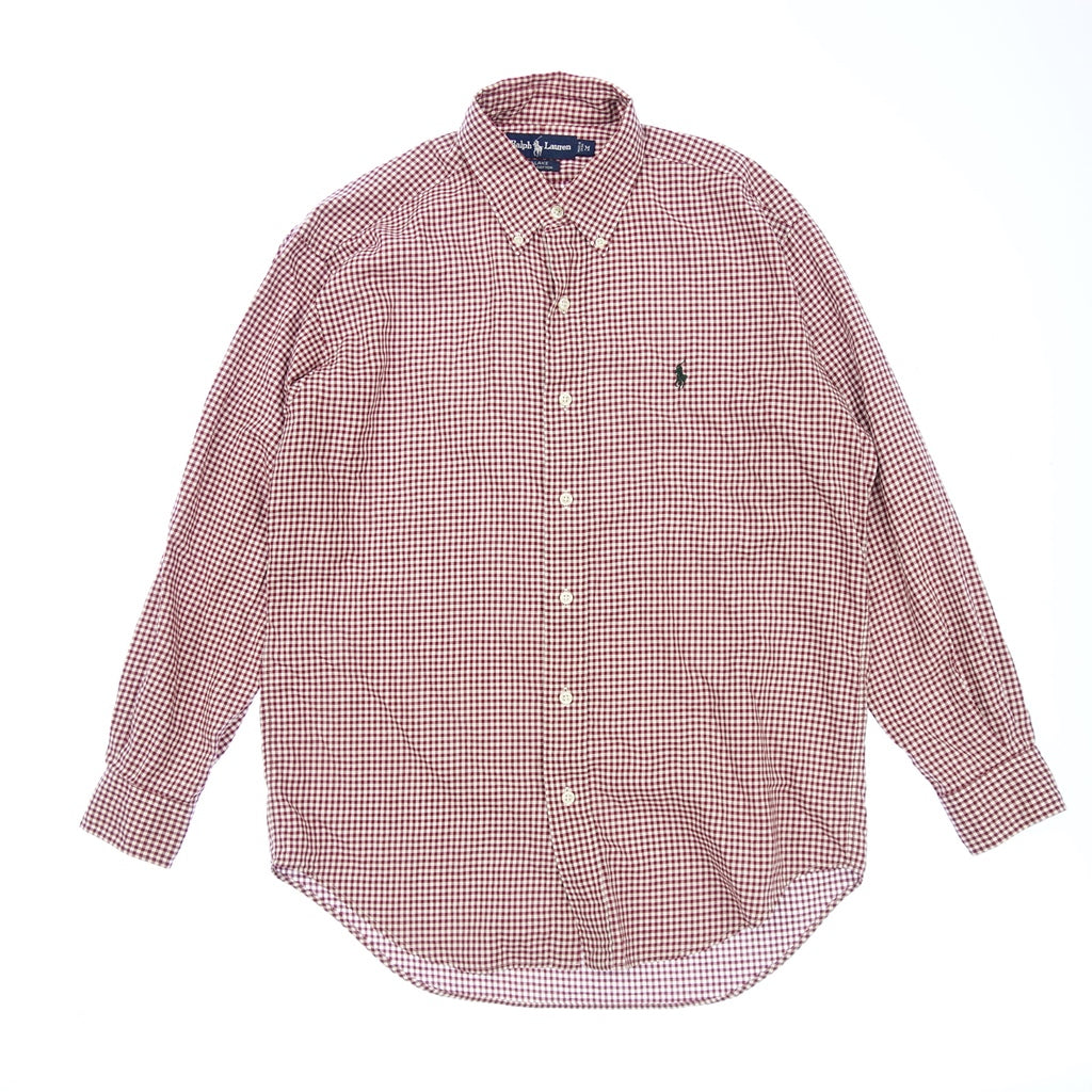 【POLO RALPH LAUREN】ポロラルフローレン ボタンダウンシャツ ギンガムチェック コットン100% メンズ レッド系 サイズM