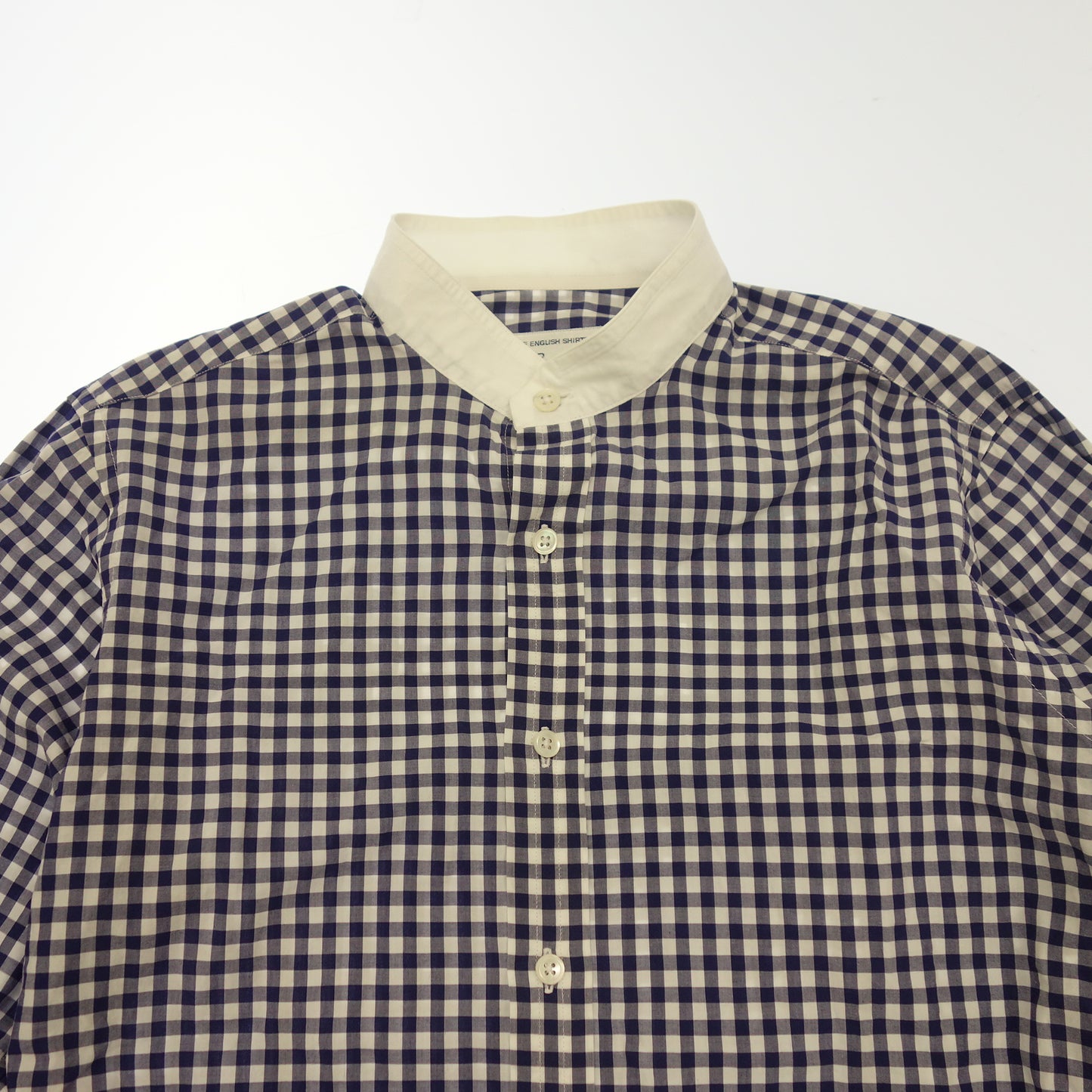 【CLEEVE of LONDON×Vermeerist BEAMS】クリーブオブロンドン バンドカラーシャツ クレリック ギンガムチェック メンズ サイズ39