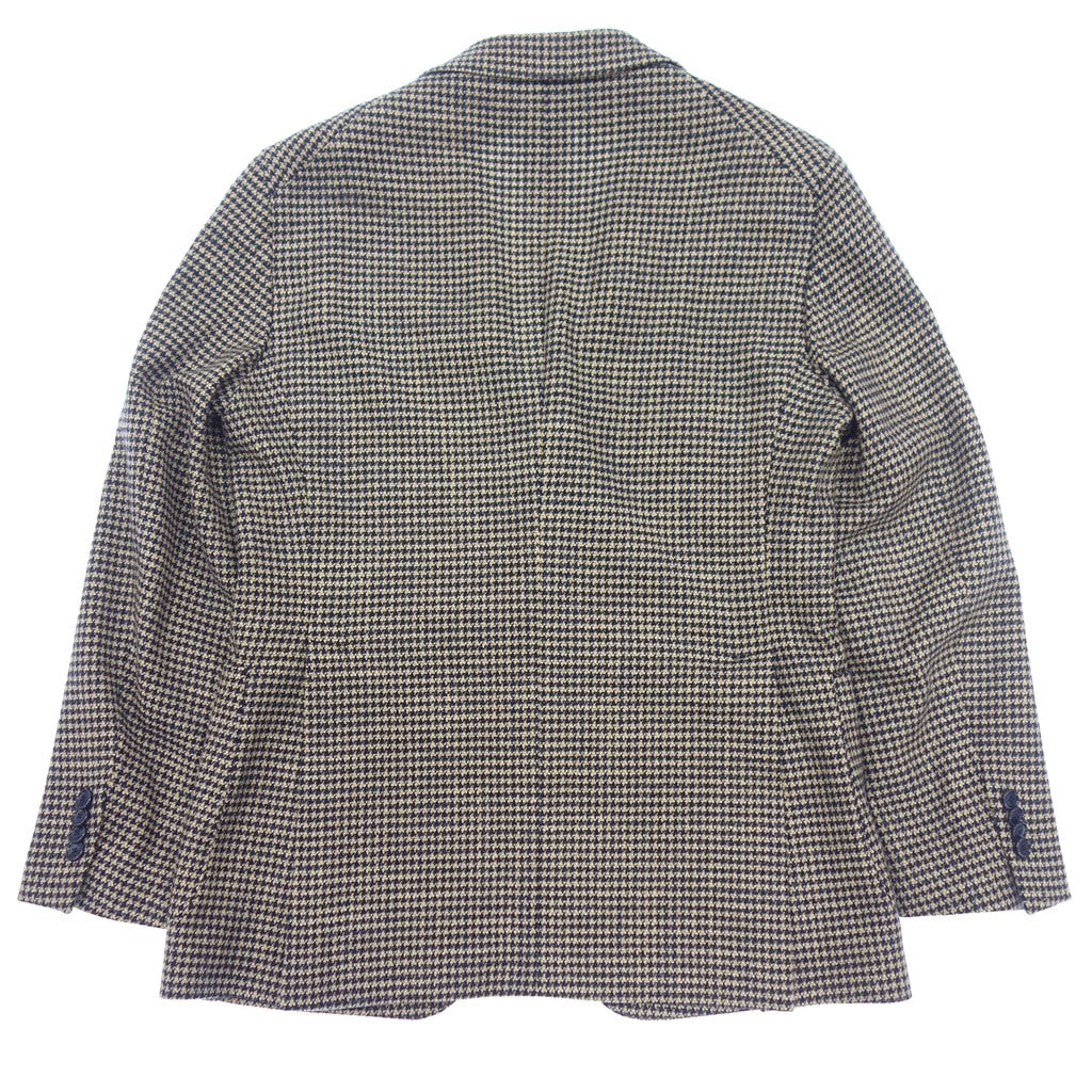 【TAGLIATORE】タリアトーレ ハウンドトゥース ウールシルク2Bジャケット Vitale Barberis Canonico ネイビー×ベージュ サイズ 48