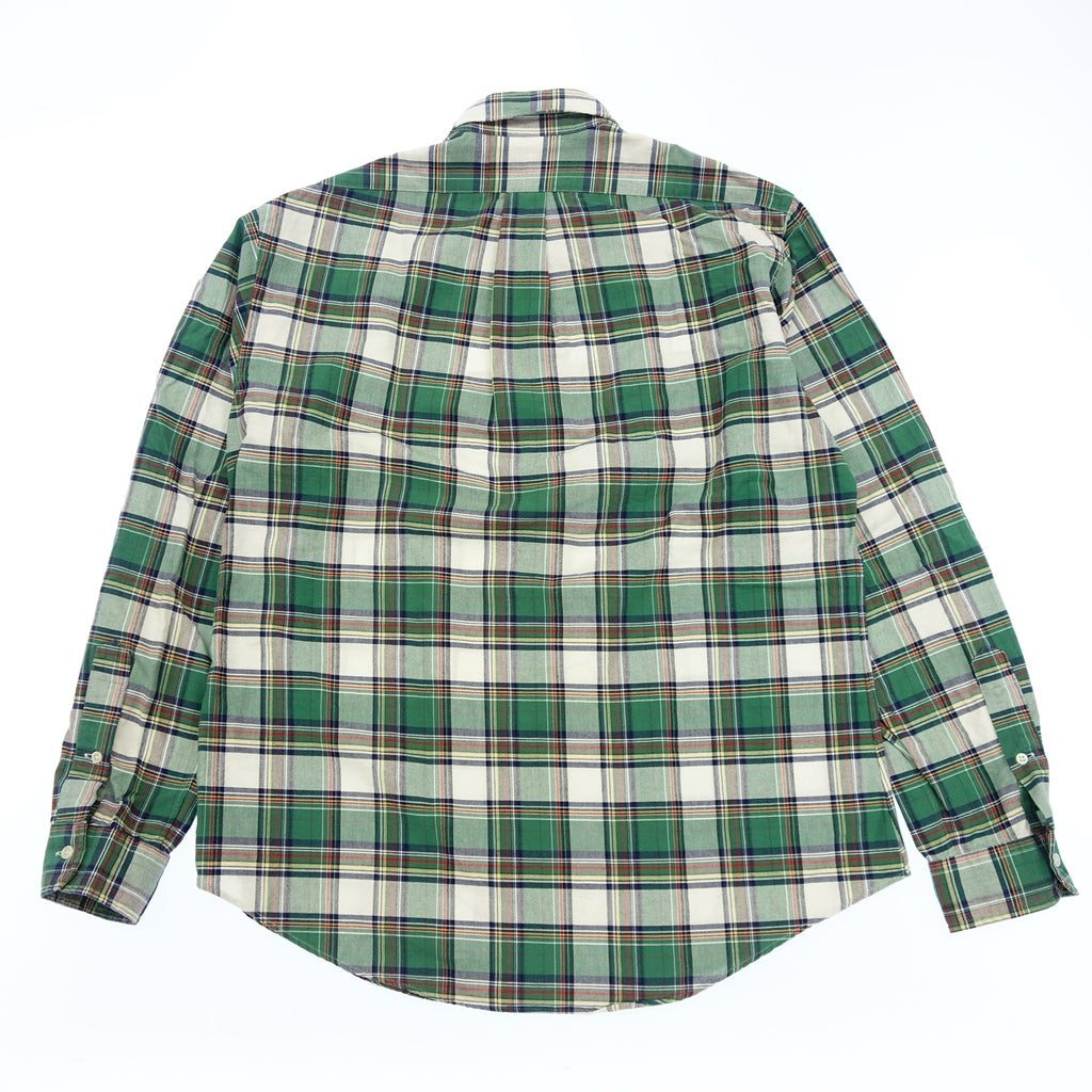 【POLO RALPHLAUREN】ポロラルフローレン CUSTOM FIT タータンチェックボタンダウンシャツ コットン100% グリーン サイズ L