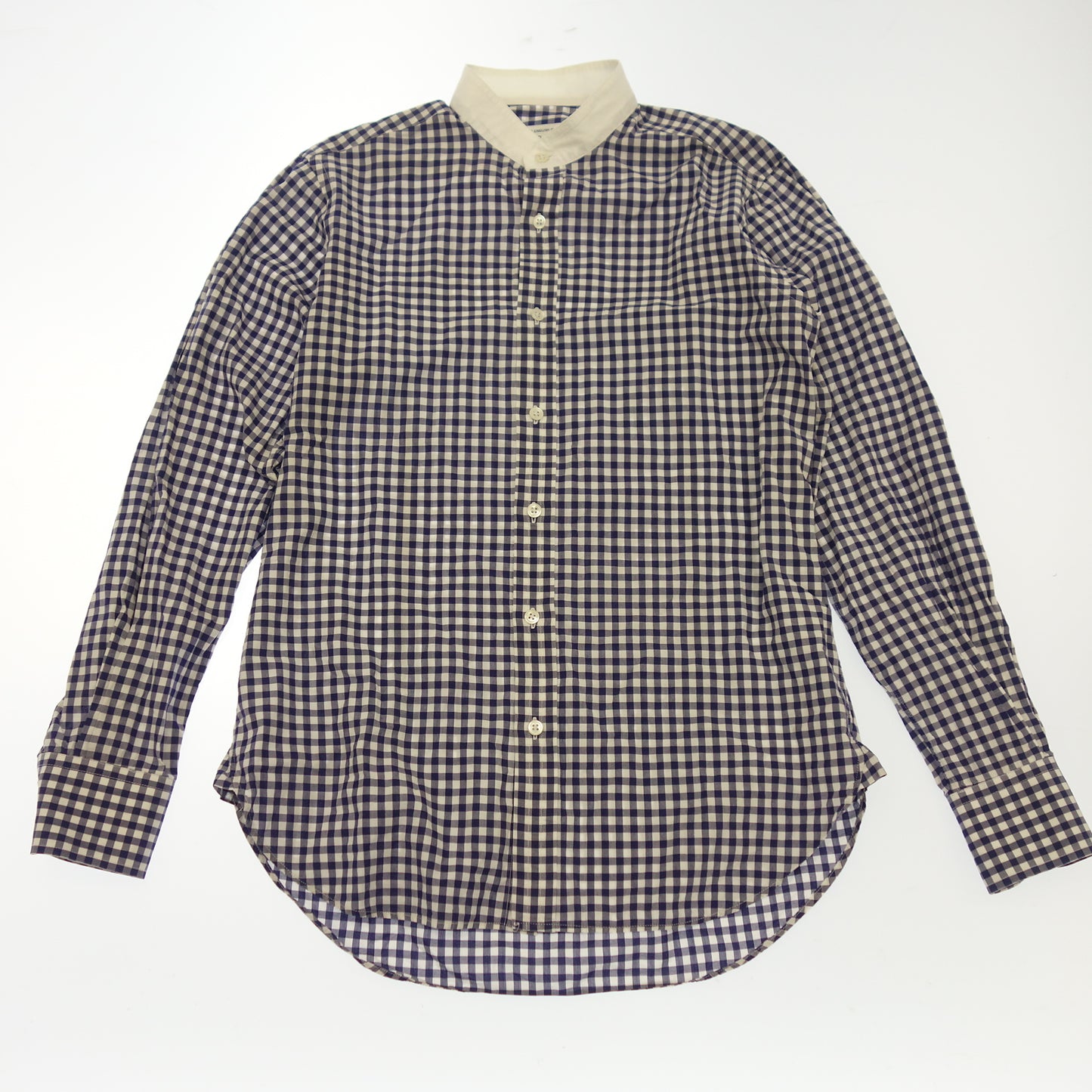 【CLEEVE of LONDON×Vermeerist BEAMS】クリーブオブロンドン バンドカラーシャツ クレリック ギンガムチェック メンズ サイズ39