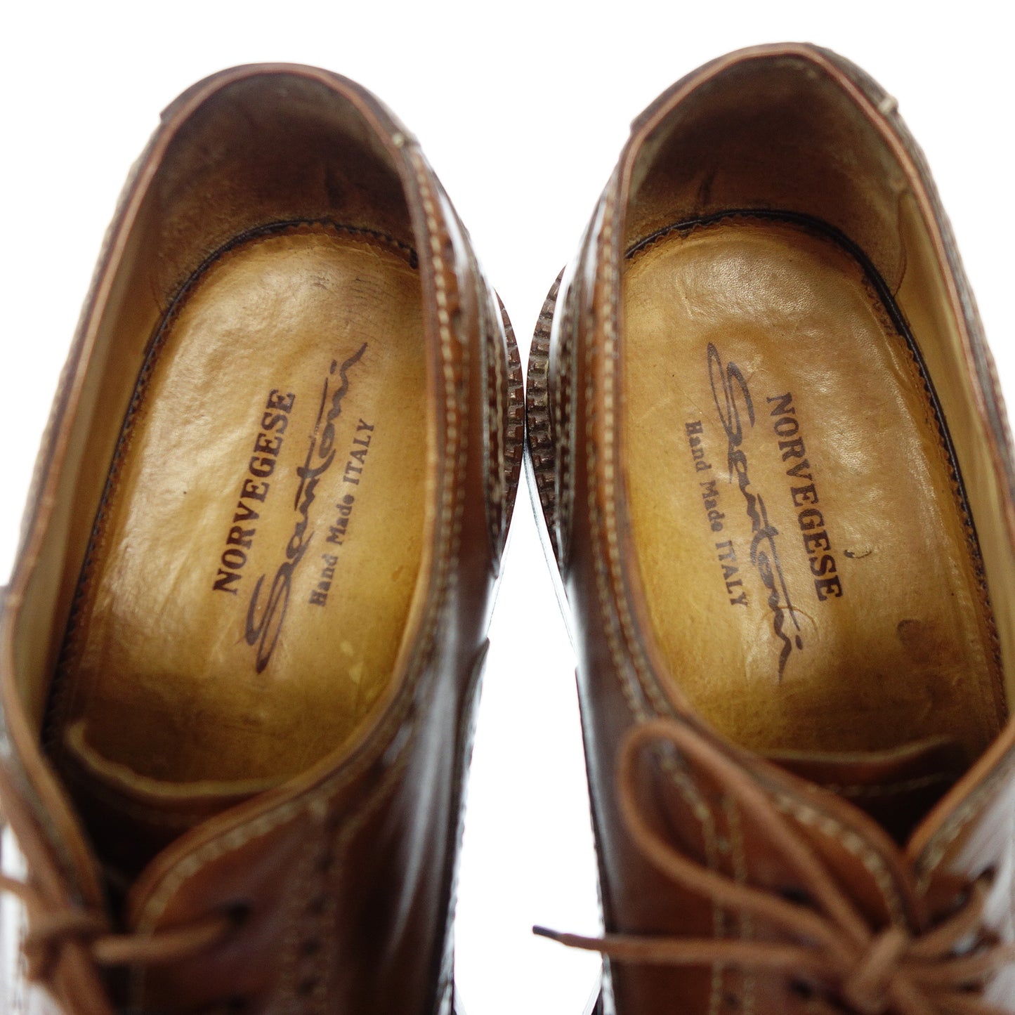 【Santoni】サントーニ 4116 ノルベジェーゼ製法 フルブローグ カーフ ブラウン サイズ 7.5