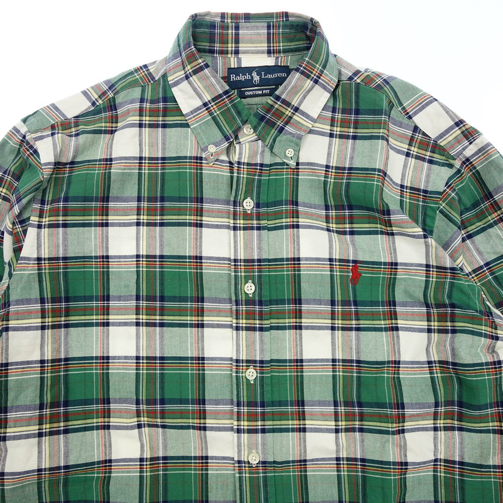 【POLO RALPHLAUREN】ポロラルフローレン CUSTOM FIT タータンチェックボタンダウンシャツ コットン100% グリーン サイズ L