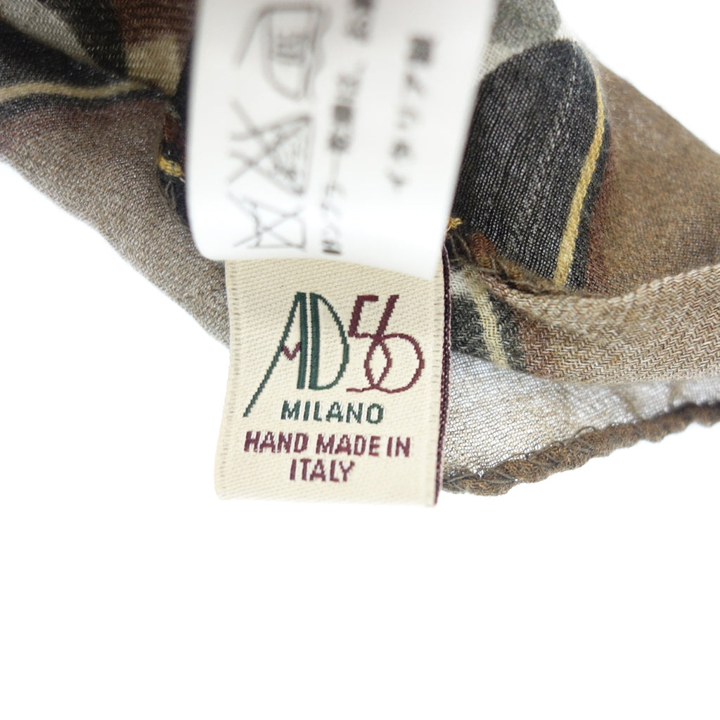 【AD56】エーディー チンクアンタセイ レーヨン×カシミヤ総柄ストール イタリア製 ブラウン&ブラック&オリーブ made in Italy