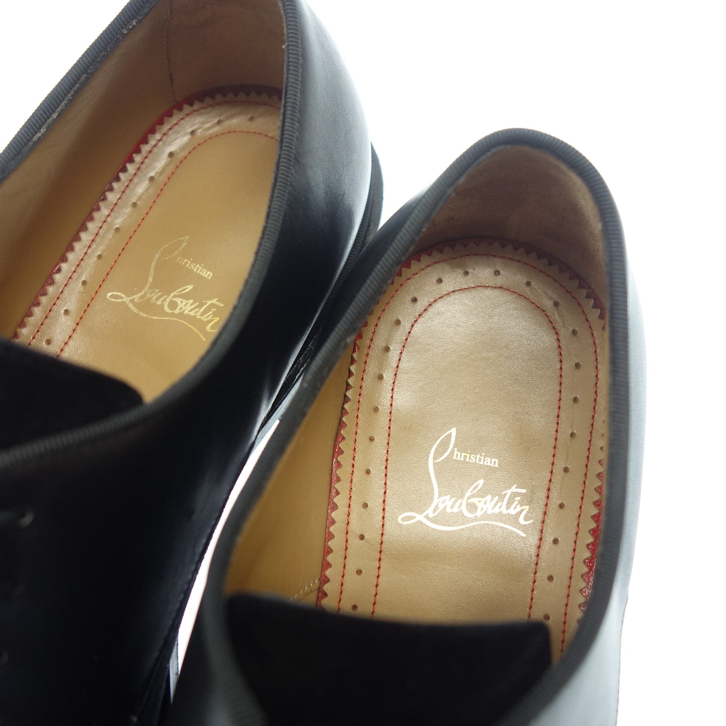 【CHRISTIAN LOUBOUTIN】クリスチャンルブタン 外羽根 レザーシューズ カーフ スエード ブラック サイズ 44 ラスト