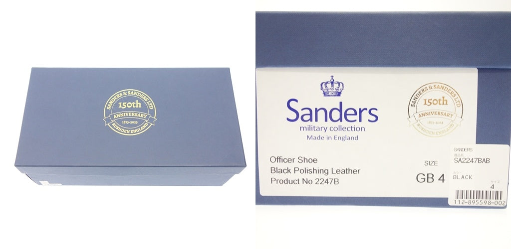 【SANDERS】サンダース 2247B プレーントゥ ガラスレザー ブラック レディース サイズ UK4