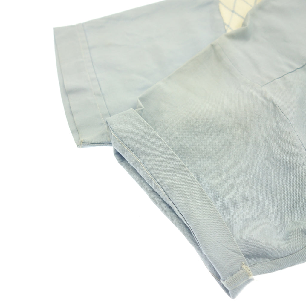 【Vintage】ヴィンテージ 半袖シャツ ニット×コットン スペシャル メンズ ブルーホワイト M