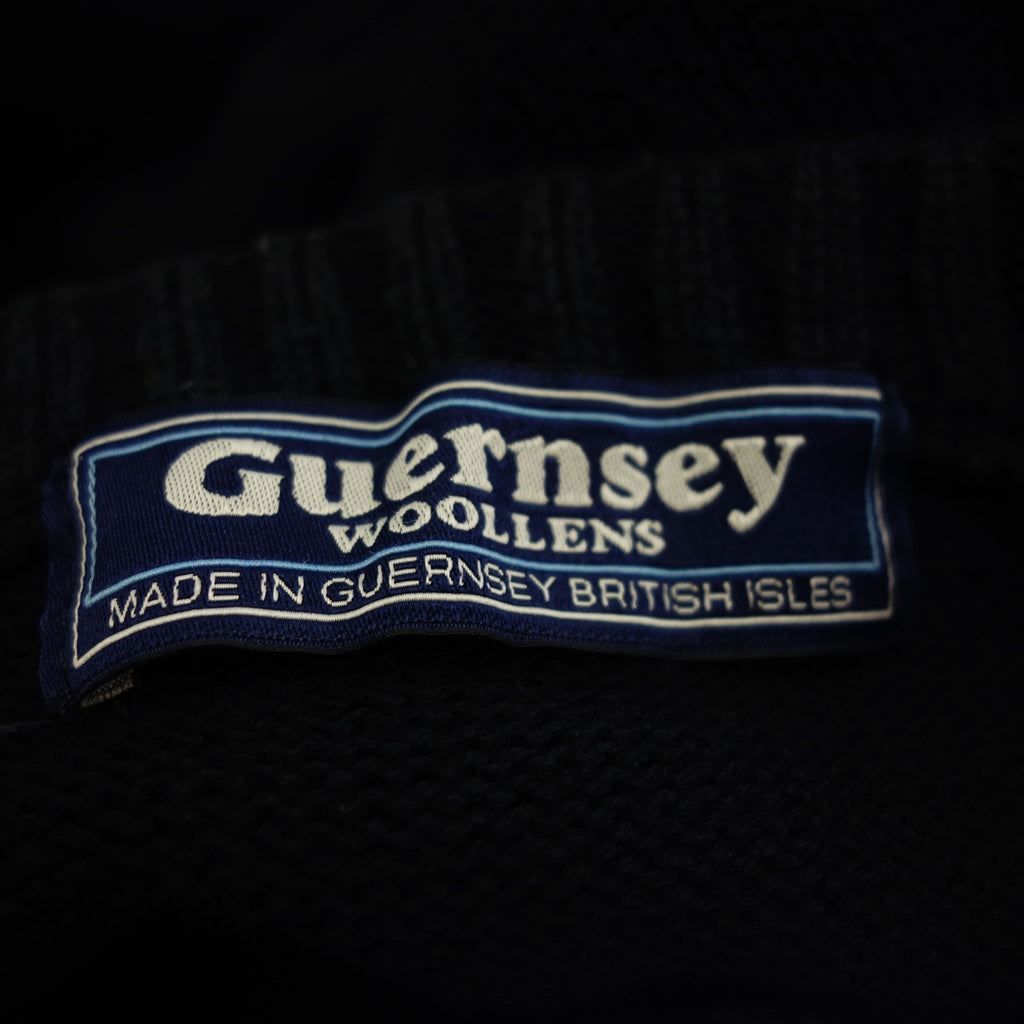 【GUERNSEY WOOLLENS】ガンジーウーレンズ フィッシャーマンセーター メンズ ネイビー サイズ36
