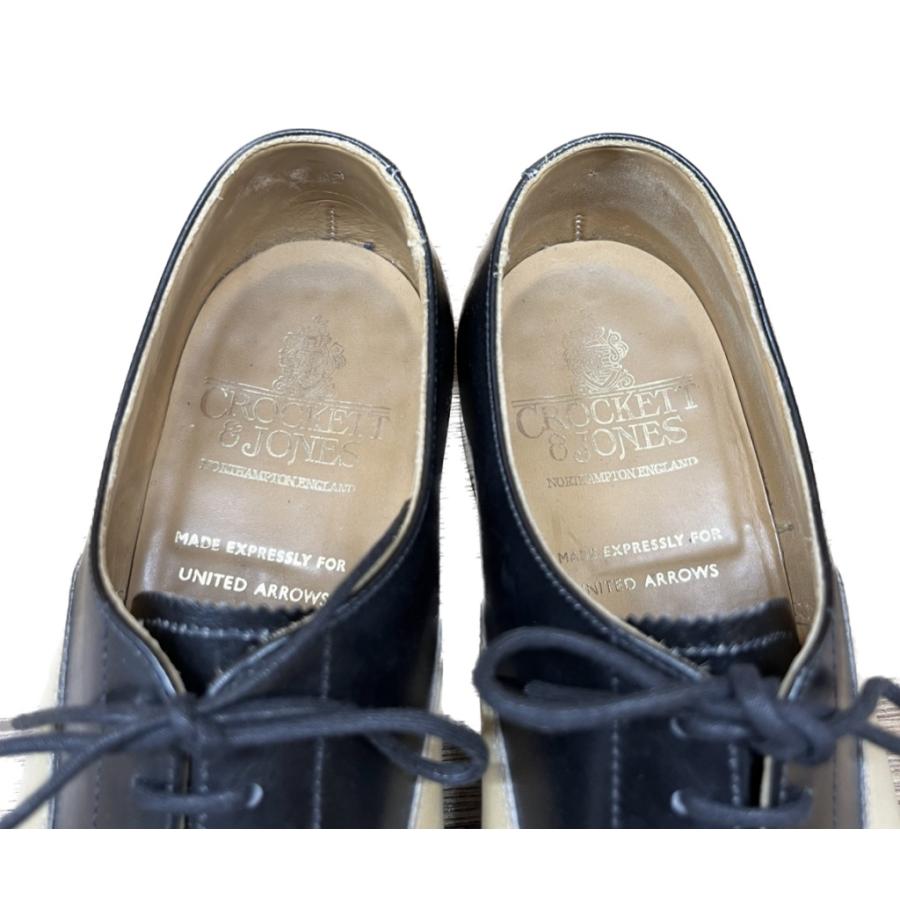 【CROCKETT&JONES】クロケットアンドジョーンズ ARDEN パンチドキャップトゥ カーフ ブラック ベージュ サイズ UK5.5E ラスト
