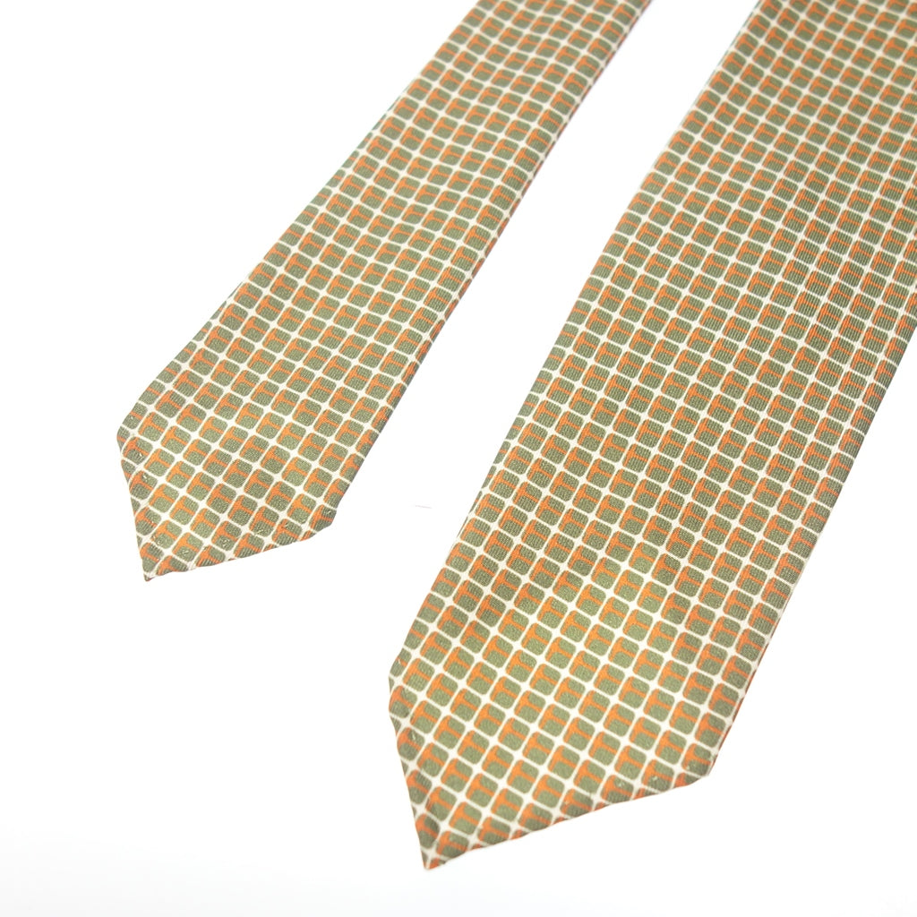 【TIE YOUR TIE】タイユアタイ ミニチェック セッテピエゲタイ カーキ×オレンジ
