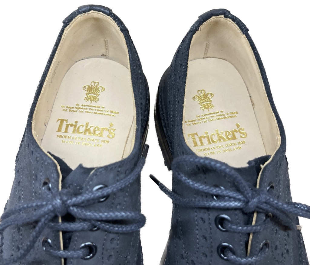 【Tricker’s】トリッカーズ M5633 BOURTON ウイングチップ スエード ワックス ブラック サイズ UK88 ラスト