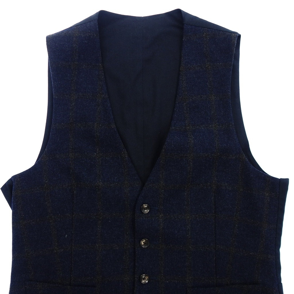 【LARDINI】ラルディーニ ウィンドウペーンチェックジレ ウール&コットン ネイビー サイズ 44
