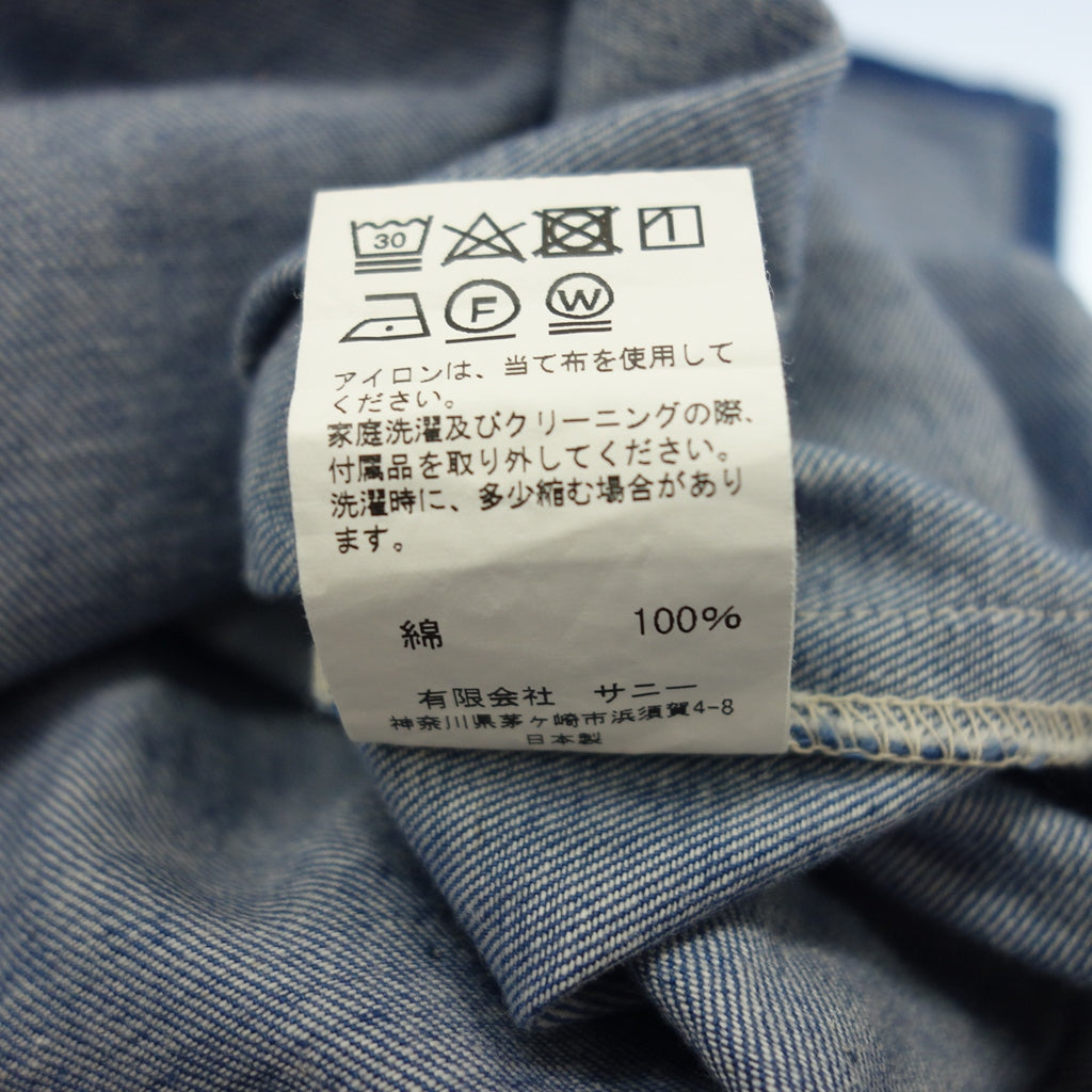【penny's TOWNCRAFT】ペニーズ タウンクラフト 半袖シャツ デニム メンズ ブルー LARGE(40-42)