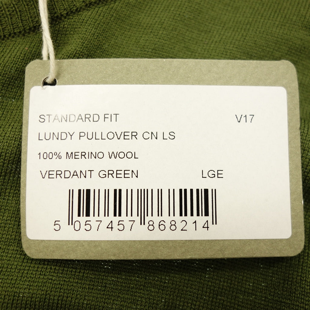 【JOHN SMEDLEY】ジョンスメドレー クルーネック ニット ウール 30G オリーブ サイズ L