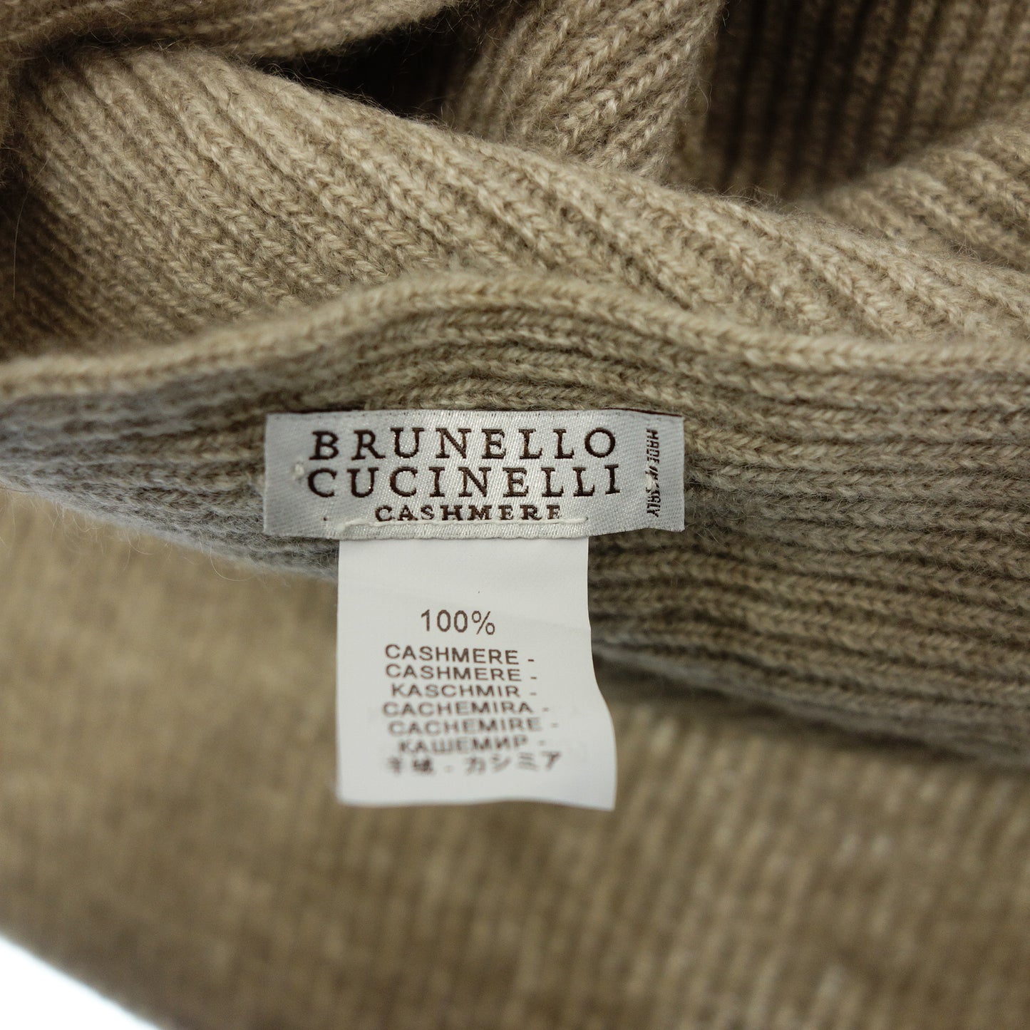 【BRUNELLO CUCINELLI】ブルネロクチネリ ピュアカシミヤリブストール ベージュ