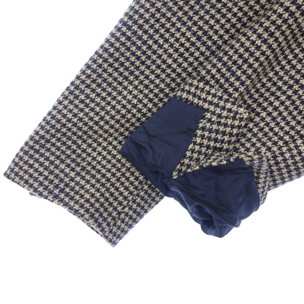 【TAGLIATORE】タリアトーレ ハウンドトゥース ウールシルク2Bジャケット Vitale Barberis Canonico ネイビー×ベージュ サイズ 48