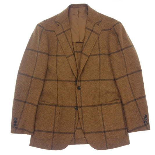 【RING JACKET】リングヂャケット ウィンドウペーンチェック 2Bジャケット ブラウン サイズ 48