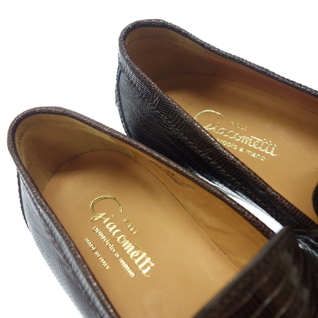 【F.lli Giocometti】フラテッリジャコメッティ FG123 コインローファー イグアナレザー ブラウン サイズ 41