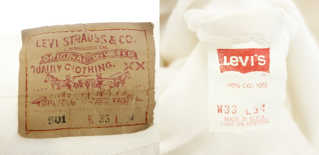 【Levi's】リーバイス 501 デニム 1990年代 USA製 ボタン裏552 ホワイト サイズ W33L34