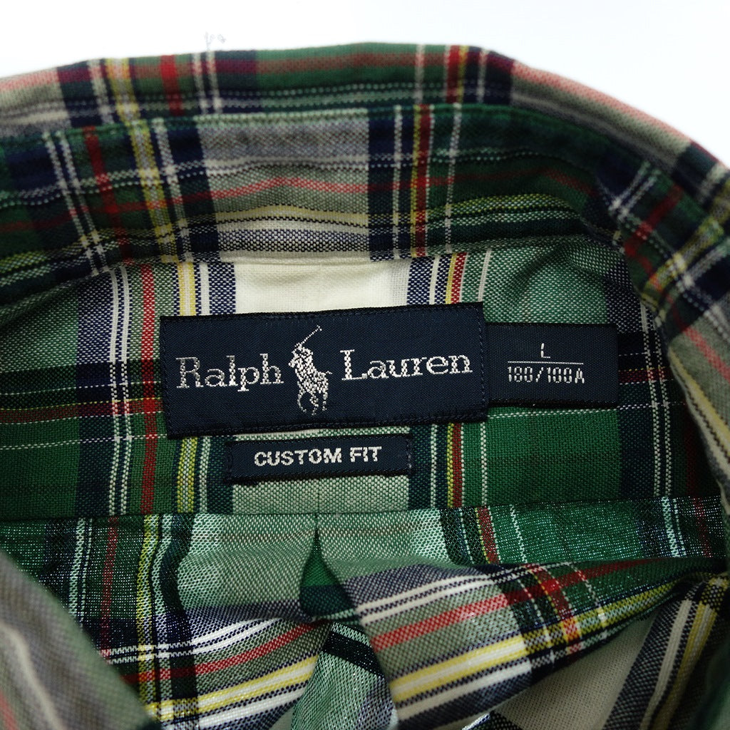 【POLO RALPHLAUREN】ポロラルフローレン CUSTOM FIT タータンチェックボタンダウンシャツ コットン100% グリーン サイズ L