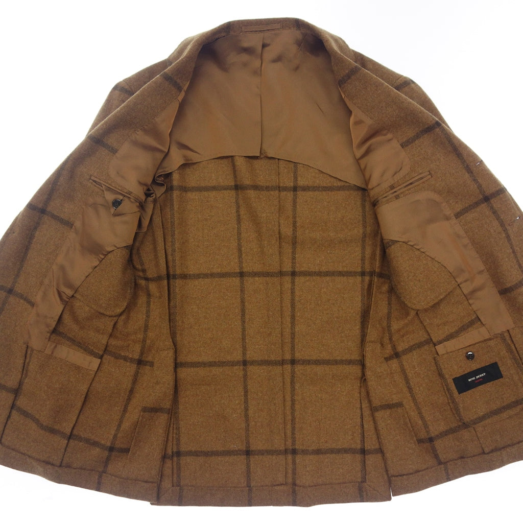 【RING JACKET】リングヂャケット ウィンドウペーンチェック 2Bジャケット ブラウン サイズ 48