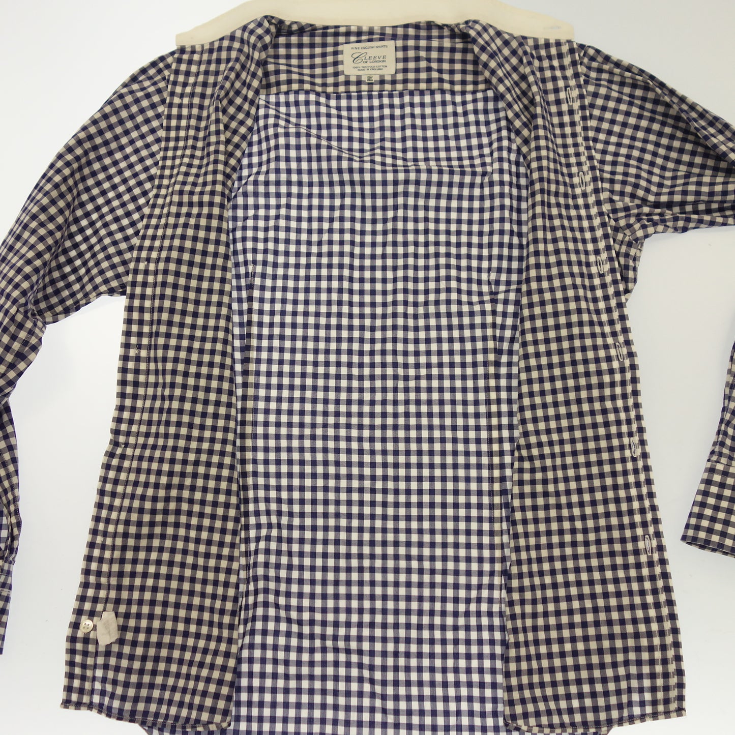 【CLEEVE of LONDON×Vermeerist BEAMS】クリーブオブロンドン バンドカラーシャツ クレリック ギンガムチェック メンズ サイズ39