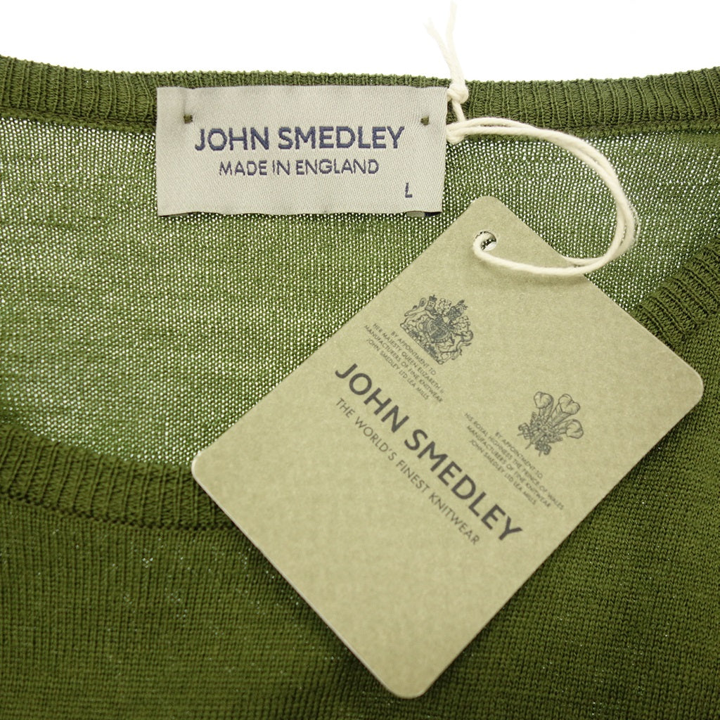 【JOHN SMEDLEY】ジョンスメドレー クルーネック ニット ウール 30G オリーブ サイズ L