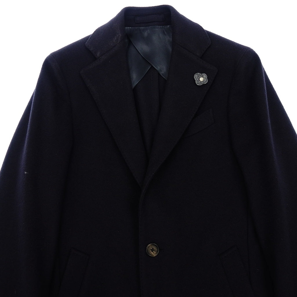 【LARDINI】ラルディーニ ウールフランネルチェスターコート ネイビー サイズ 44