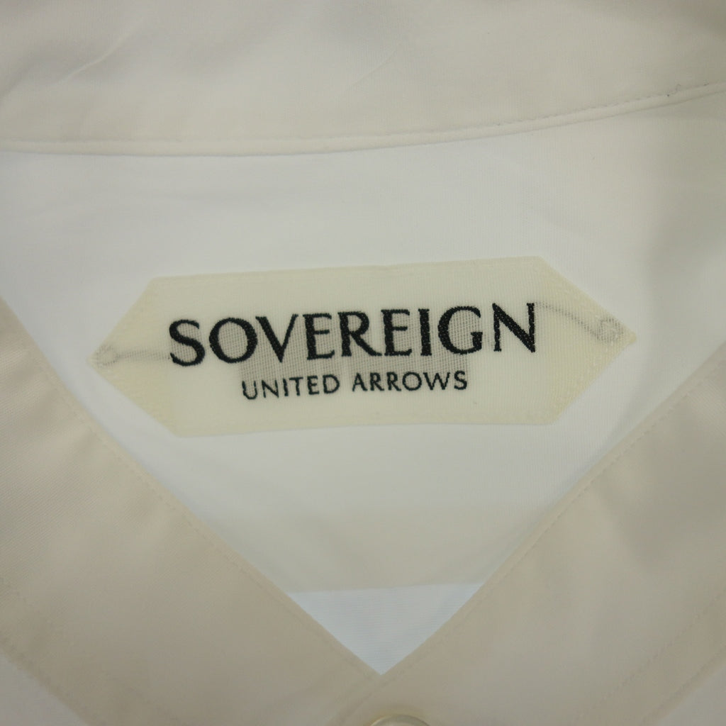 【SOVEREIGN】ソブリン バンドカラー ポプリンシャツ シクテス コットン100% ホワイト サイズ S