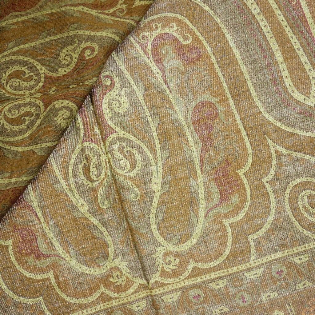 【ETRO】エトロ ウール×シルク ペイズリーストール オリーブ×ブラウン