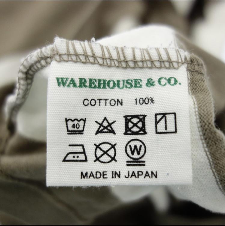 【WAREHOUSE】ウエアハウス Tシャツ 半袖 ボーダ ベージュ ホワイト サイズ L