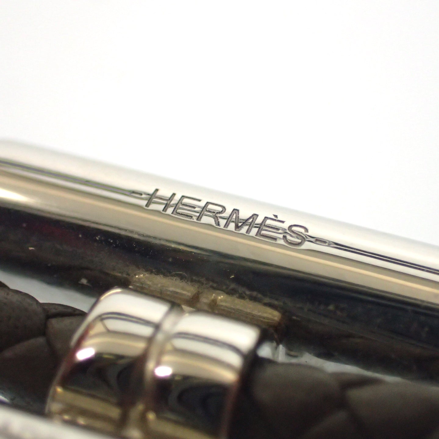 【HERMES】エルメス トゥルニ ブレスレット シルバー金具 グレー