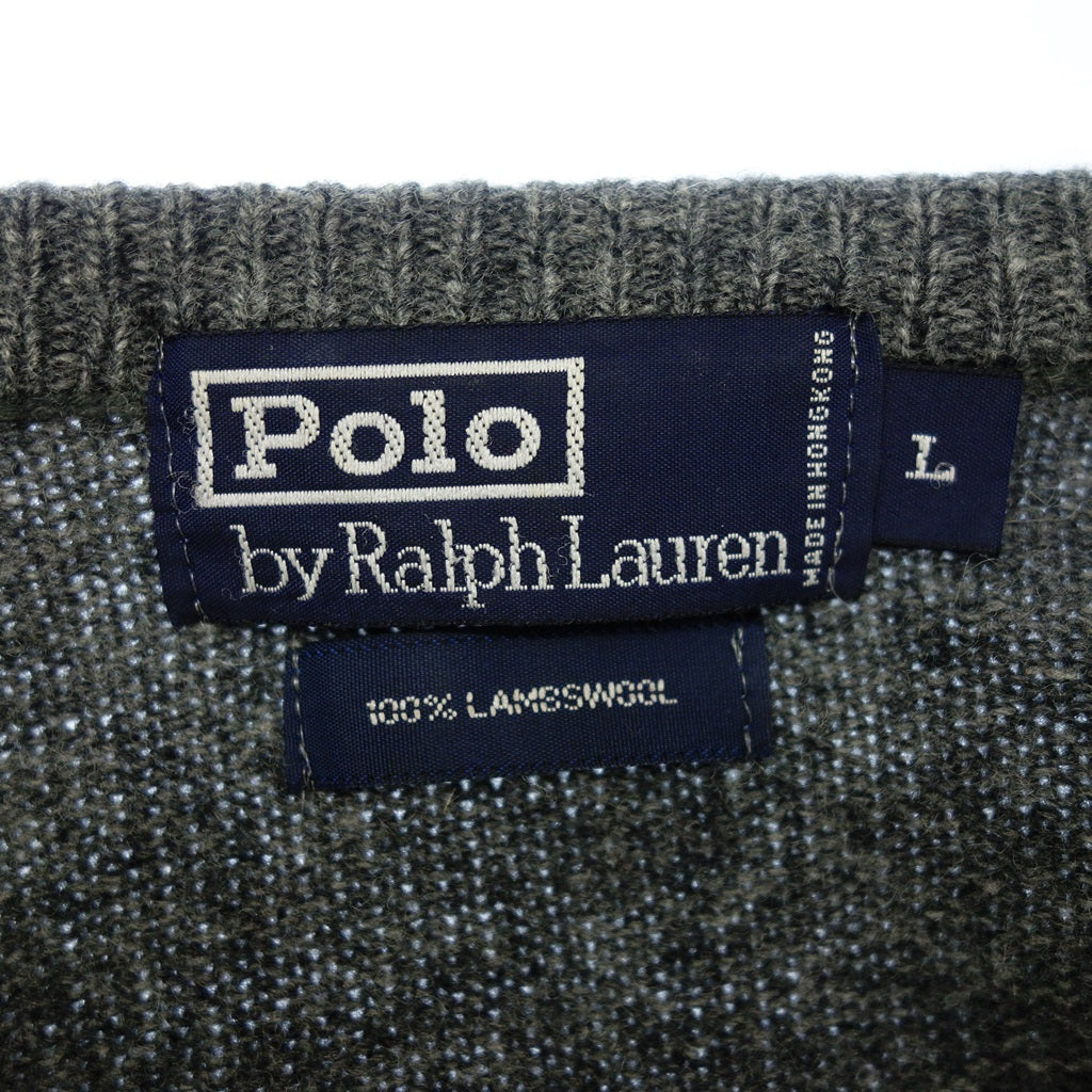 【POLO RALPHLAUREN】ポロラルフローレン 90年代 Vネックウールカーディガン グレー サイズ L