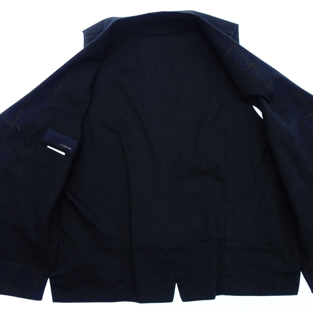 【LARDINI】ラルディーニ ウィンドウペーンチェックジレ ウール&コットン ネイビー サイズ 44