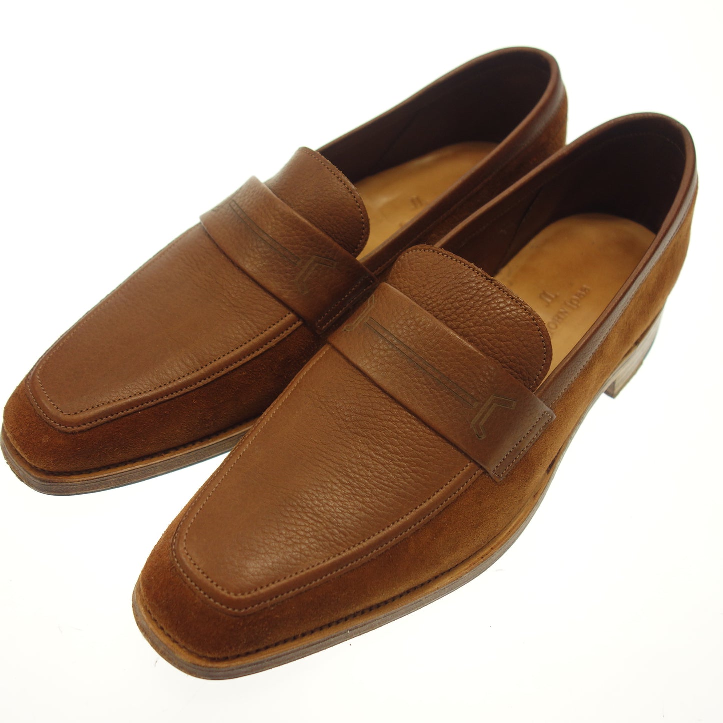 【JOHN LOBB】ジョンロブ リジェクト品 KIPLING ローファー スエード×シボレザー ブラウン サイズ UK7E 4596ラスト