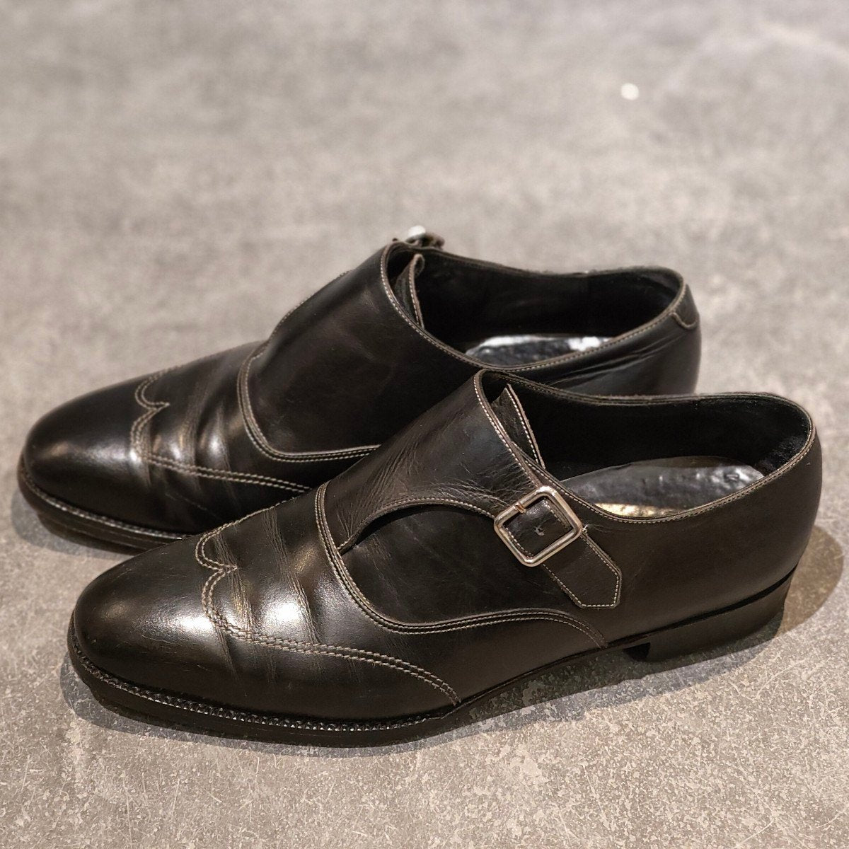 【Enzo Bonafe】エンツォボナフェ シングルモンク ウイングチップ カーフ ブラック サイズUK5.5相当