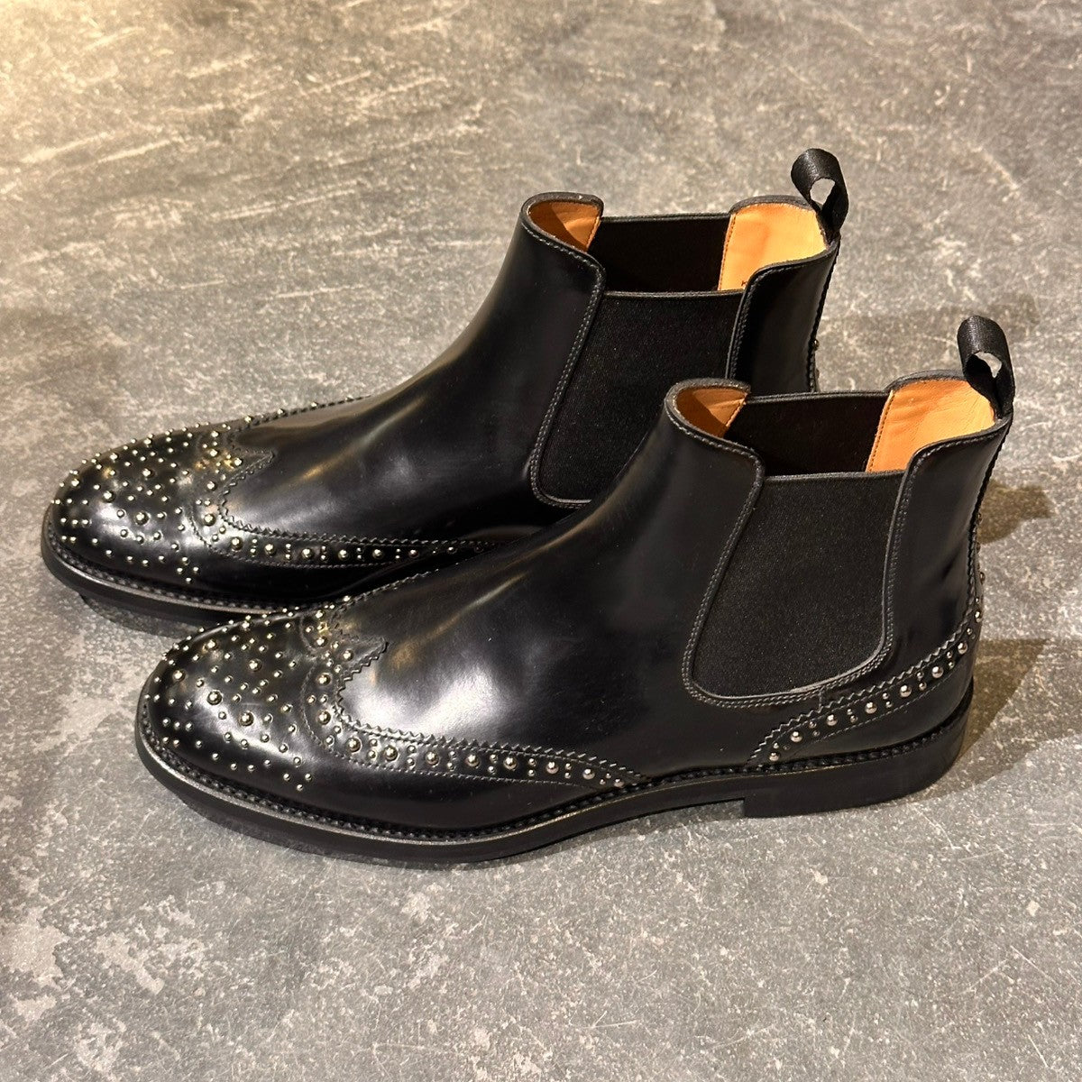 試着程度【Church's】チャーチ ケッツビー KETSBY ショートブーツ サイドゴア スタッズ ポリッシュドバインダーカーフ ブラック サイズ37 81ラスト